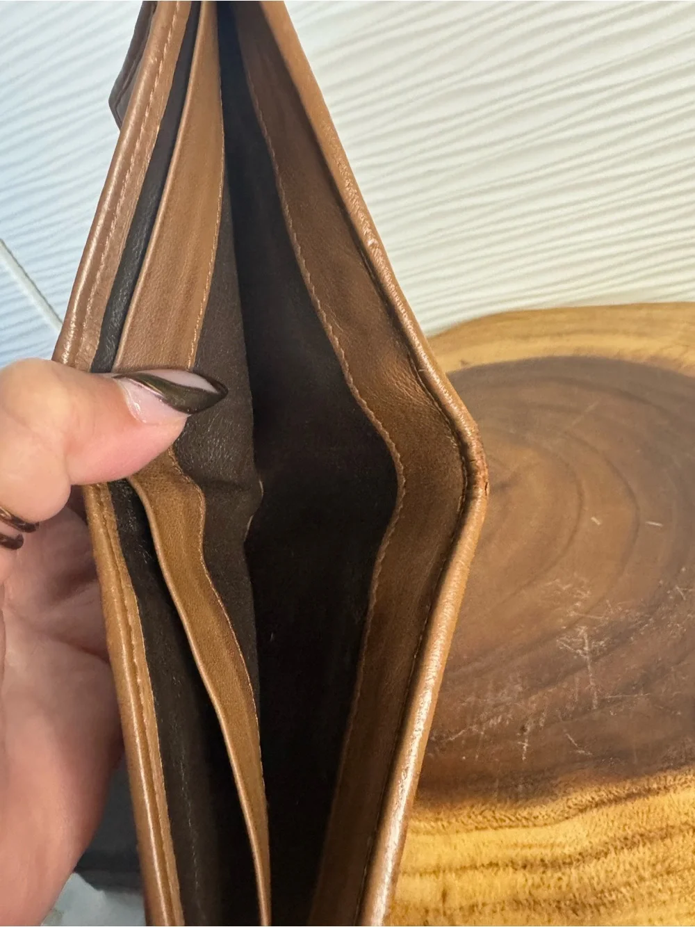 Bottega Veneta Cream & Brown Leather Card Holder and Coin Wallet